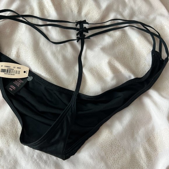 Victoria’s Secret black v-string bow thong underwear panties size medium nwt - Picture 6 of 6